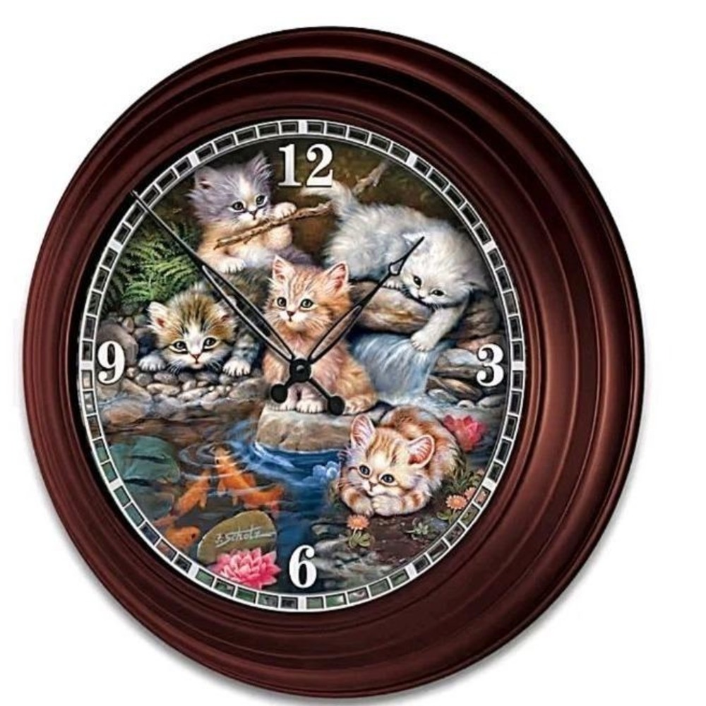 Jürgen Scholz Kitten-Themed Illuminated Atomic Clock By Bradford Exchange Cats